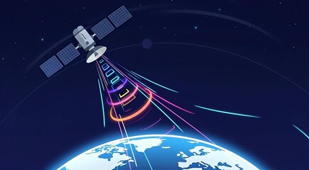Satellite Transmitting Digital Data Signals to Earth from Orbit. - Powered by Adobe