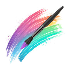 Vibrant Rainbow Paint Brush Stroke and Creative Color Splash Design