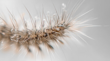 Macro of hairy caterpillar with water drops