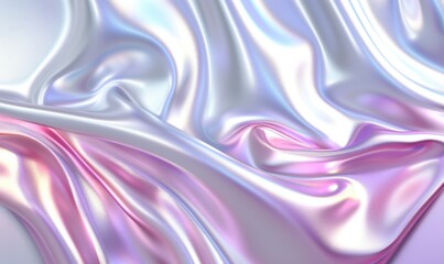 Obraz premium Iridescent fabric texture background with wavy folds and soft lighting