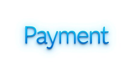 Secure, modern payment transaction concept with glowing blue text on white background