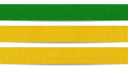 Ribbon texture background: green and yellow grosgrain ribbon close up view