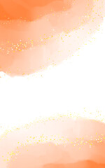 Soft, abstract watercolor washes in varying shades of orange and peach create a gentle, organic texture against a clean white backdrop.