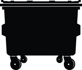 Illustration of silhouette of a black dumpster for waste disposal
