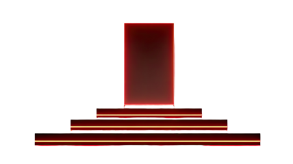 Red 3D luxury success concept with an isolated podium, carpet, and staircase for an award celebration entrance