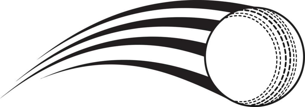 Illustration of cricket ball with motion trail for sports concept