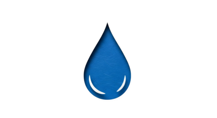 Textured blue raindrop with subtle shadow stands on black, ideal for conceptual backgrounds and social media visuals.