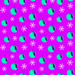 Vector winter pattern with citrus fruits and snowflakes in bright colors