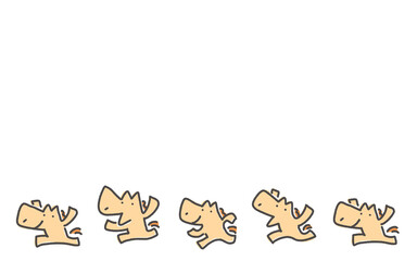 元気に走るたくさんのかわいい子馬のフレーム　テキストスペース　余白