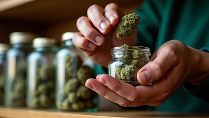 Storing Cannabis Buds in a Glass Jar