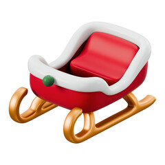 Obraz premium Santa sleigh icon, stylized minimal 3d gold red white Christmas gift delivery carriage magic, luxury premium festive New Year holiday celebration winter decoration ornament journey, 3d illustration.