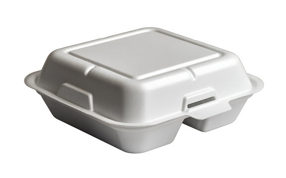 White styrofoam food container isolated on white background