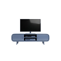 Obraz premium Blue television set on cabinet on transparent background