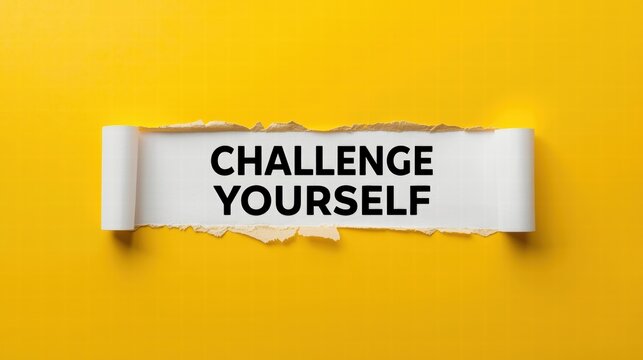 Inspiring message to embrace challenges and unlock potential. Perfect for motivational content, business presentations, and personal development projects on a vivid yellow backdrop.