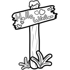 Minimalist Line black  Drawing of a Winter Christmas, Elegant Design, Cute hand drawn.