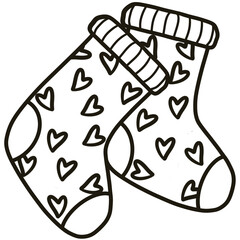 Minimalist Line black  Drawing of a Winter Christmas, Elegant Design, Cute hand drawn.