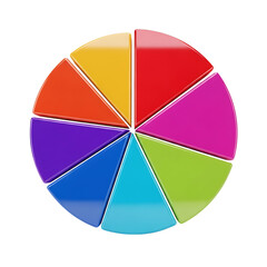 Obraz premium Colorful eightsection pie chart diagram on transparent background