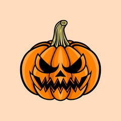 Spooky Jack-o'-lantern with a menacing carved face, perfect for Halloween decorations and themes