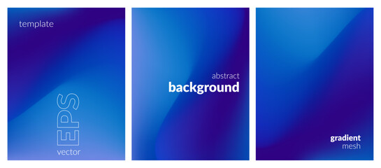 Fototapeta premium Abstract liquid background set. Gradient mesh. Effect bright color blend. Blurred fluid colorful mix. Modern design template for web covers, ad banners, posters, brochures, flyers. Vector image EPS