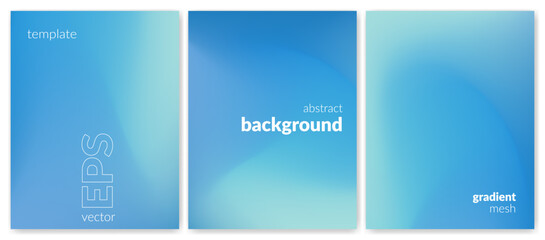 Abstract liquid background set. Gradient mesh. Effect bright color blend. Blurred fluid colorful mix. Modern design template for web covers, ad banners, posters, brochures, flyers. Vector image EPS