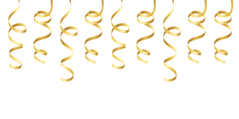 Golden Curly Streamers Hanging Down celebration confetti