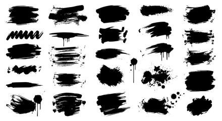Grunge brush strokes isolated on transparent background