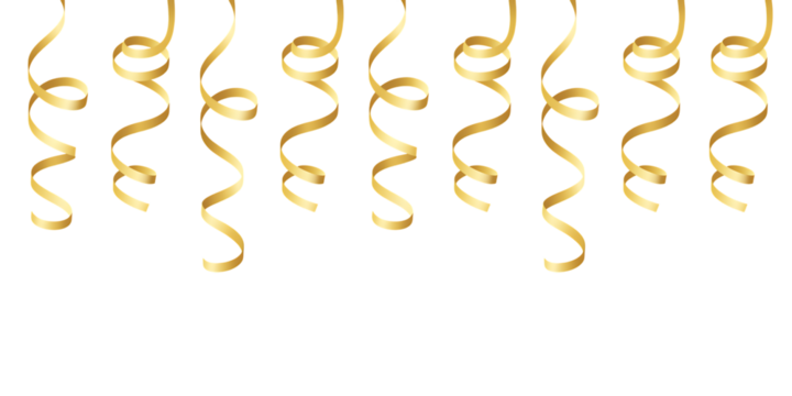 Golden Curly Streamers Hanging Down celebration confetti