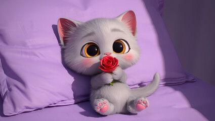 cute little baby cat with cute expressions, Generative AI