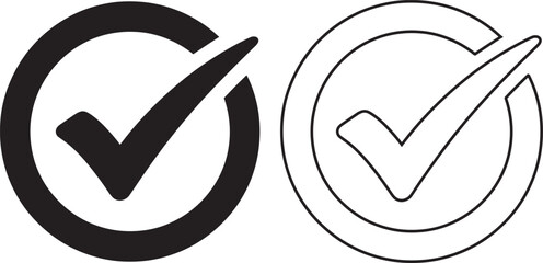 Two black and white checkmark icons, one solid and one outlined, appear transparent
