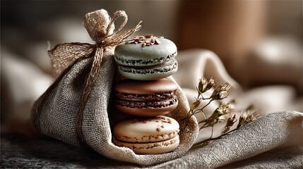 still life with macaroon assortment