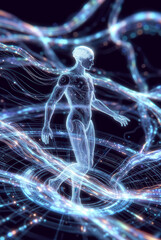 generative art. technologies of the future. The virtual ai image explores cyberspace