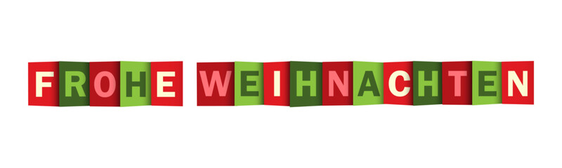 FROHE WEIHNACHTEN (HAPPY CHRISTMAS in German) red and green vector typography banner