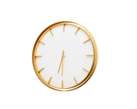 Minimalistic Golden Frame Wall Clock 06 30 Six Thirty 6 30 For Modern Interiors 3D Illustration