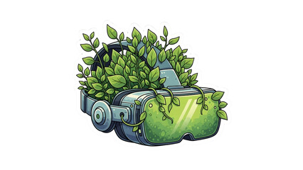 VR Headset Nature Fusion Blending Virtual Reality with Natural Growth and Sustainability Concept