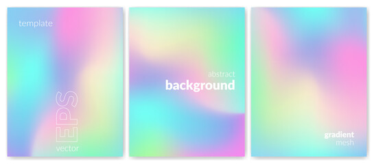 Fototapeta premium Abstract liquid background set. Gradient mesh. Effect blend multi color. Blurred fluid colorful mix. Modern design template for web cover, header, ad banner, poster, brochure, flyer. Vector image