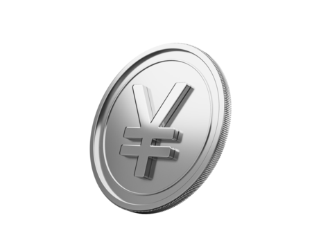 Shining silver Japanese Yen coin on a black background, financial concept. - Powered by Adobe