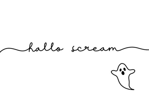 Minimalist Halloween greeting with ghost and playful typography
