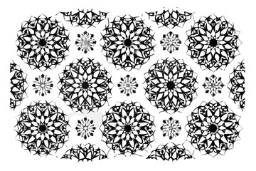 Obraz premium Repeating floral medallion pattern in black and white