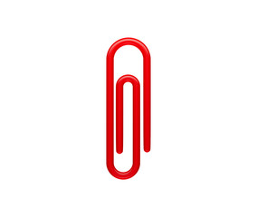 Obraz premium A vibrant red 3D paper clip, perfect for office, business, and organization. 3d illustration