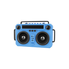 3D Blue Retro Boombox Radio Icon Isolated on White Background
