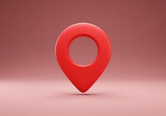 Vibrant Red Map Pin Illustration for Location Services and Navigation Apps on Soft Background