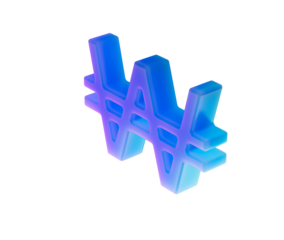 Vibrant 3D Korean Won symbol, modern financial concept, digital currency icon. 3d illustration