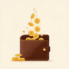 Wallet Overflowing with Golden Coins Illustrating Financial Success and Wealth Management Concepts for Business Growth and Investment Strategies