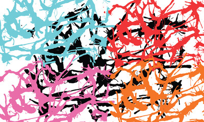 abstract background Red Black Blue Ink Blot Design Illustration with butterflies