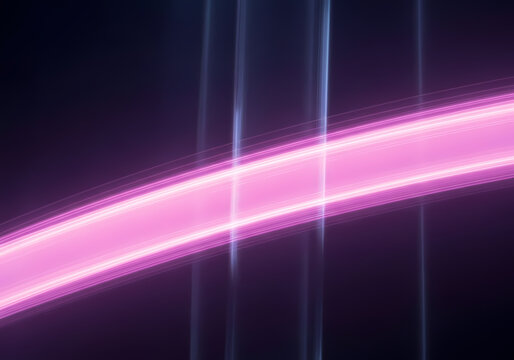 Pink light streak on a dark background with vertical blue lines - Powered by Adobe