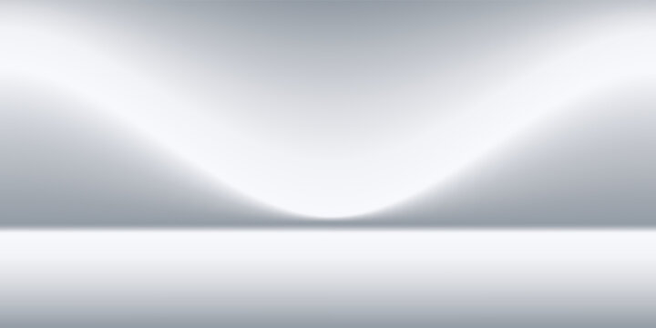 White grey studio room. Limbo light background. Abstract 3d gradient backdrop for product presentation. Minimal wall scene spotlight. Showcase, promotion display.