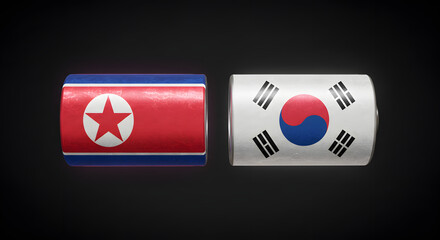 North Korea and South Korea Flags on Batteries: Geopolitical Power Dynamics