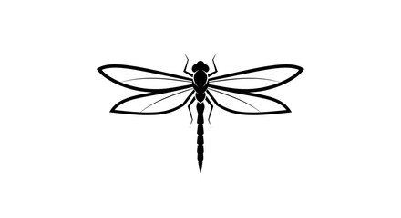 A black silhouette of a dragonfly with its wings spread out