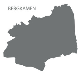 Bergkamen city map with boroughs grey illustration silhouette shape