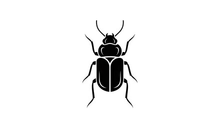 A stylized black beetle with intricate legs and antennae set against a plain white background